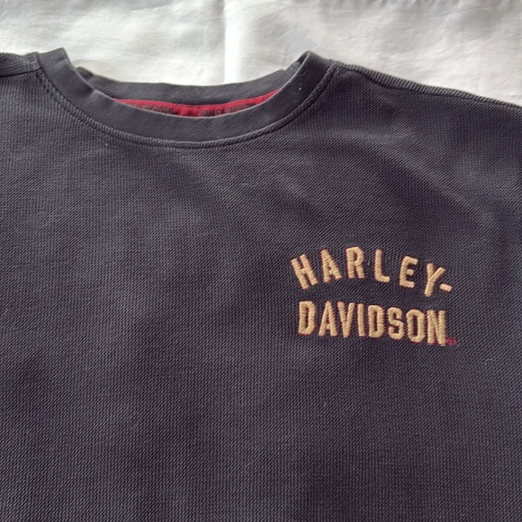Black long sleeve thermal Harley Davidson shirt - Picture 3 of 9
